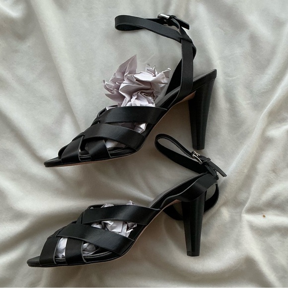 Excellent Condition Cole Haan Black Leather Strappy Heels Size 9B Ankle Strap